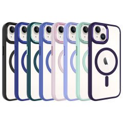 iPhone 15 Plus Kılıf Wireless Şarj Özellikli Krom Magsafe Silikon Kapak Kılıf