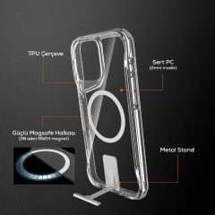 iPhone 16 Pro Max Kılıf Magsafe Şarj Özellikli T-Max Standlı Kapak