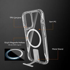 iPhone 16 Kılıf Magsafe Şarj Özellikli T-Max Standlı Kapak