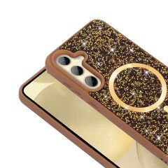 Samsung Galaxy A35 Kılıf Parlak Taşlı Tasarım Pırlanta Kapak Pembe