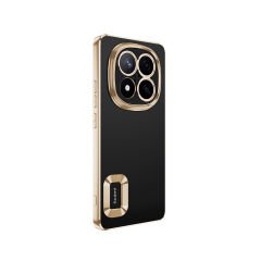 Xiaomi Redmi Note 14 Pro 5G Kılıf Logo Gösteren Parlak Kenarlı Kamera Lens Korumalı Şeffaf Omega Silikon Kapak