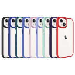 iPhone 15 Plus Kılıf Renkli Silikon Kenarlı Krom Kapak