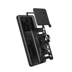 Xiaomi 14T Pro Kılıf Magnetik Standlı Kamera Korumalı Sürgülü Vega Kapak Siyah