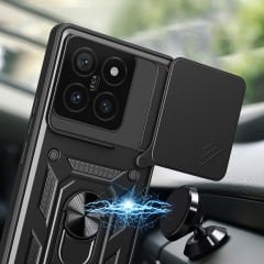 Xiaomi 14T Pro Kılıf Magnetik Standlı Kamera Korumalı Sürgülü Vega Kapak