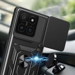 Xiaomi 14T Pro Kılıf Magnetik Standlı Kamera Korumalı Sürgülü Vega Kapak