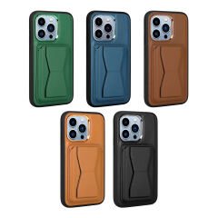 iPhone 12 Pro Max Kılıf Kartlıklı Standlı ​Pu Deri  Memo Kapak