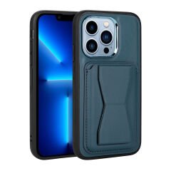 iPhone 12 Pro Max Kılıf Kartlıklı Standlı ​Pu Deri  Memo Kapak