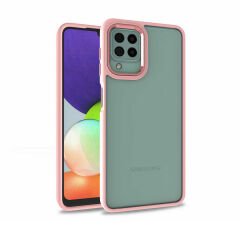 Samsung Galaxy M22 Kılıf Kamera Çıkıntılı Arkası Şeffaf Köşeleri Parlak Renkli Işlemeli Flora Kapak