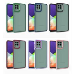 Samsung Galaxy M22 Kılıf Kamera Çıkıntılı Arkası Şeffaf Köşeleri Parlak Renkli Işlemeli Flora Kapak