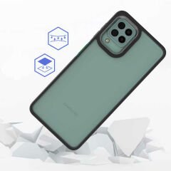 Samsung Galaxy M22 Kılıf Kamera Çıkıntılı Arkası Şeffaf Köşeleri Parlak Renkli Işlemeli Flora Kapak