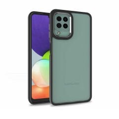 Samsung Galaxy M22 Kılıf Kamera Çıkıntılı Arkası Şeffaf Köşeleri Parlak Renkli Işlemeli Flora Kapak