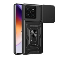 Xiaomi 14T Pro Kılıf Magnetik Standlı Kamera Korumalı Sürgülü Vega Kapak Siyah