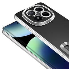 Xiaomi Redmi Note 14 Pro Plus Kılıf Logo Gösteren Parlak Kenarlı Kamera Lens Korumalı Şeffaf Omega Silikon Kapak