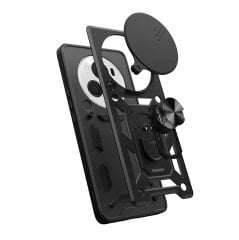 Honor Magic 6 Pro Kılıf Magnetik Standlı Kamera Korumalı Sürgülü Vega Kapak