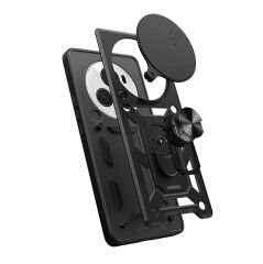 Honor Magic 6 Pro Kılıf Magnetik Standlı Kamera Korumalı Sürgülü Vega Kapak