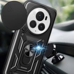 Honor Magic 6 Pro Kılıf Magnetik Standlı Kamera Korumalı Sürgülü Vega Kapak