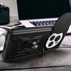 Honor Magic 6 Pro Kılıf Magnetik Standlı Kamera Korumalı Sürgülü Vega Kapak