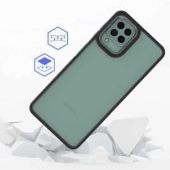 Samsung Galaxy M32 Kılıf Kamera Çıkıntılı Arkası Şeffaf Köşeleri Parlak Renkli Işlemeli Flora Kapak