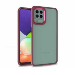 Samsung Galaxy M32 Kılıf Kamera Çıkıntılı Arkası Şeffaf Köşeleri Parlak Renkli Işlemeli Flora Kapak