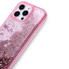 iPhone 15 Pro Max Kılıf Sıvılı Simli Şeffaf Arka Yüzey Keto Silikon Kapak