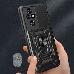 Honor 200 Pro Kılıf Magnetik Standlı Kamera Korumalı Sürgülü Vega Kapak
