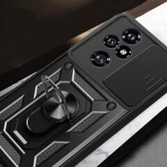 Honor 200 Pro Kılıf Magnetik Standlı Kamera Korumalı Sürgülü Vega Kapak Mavi