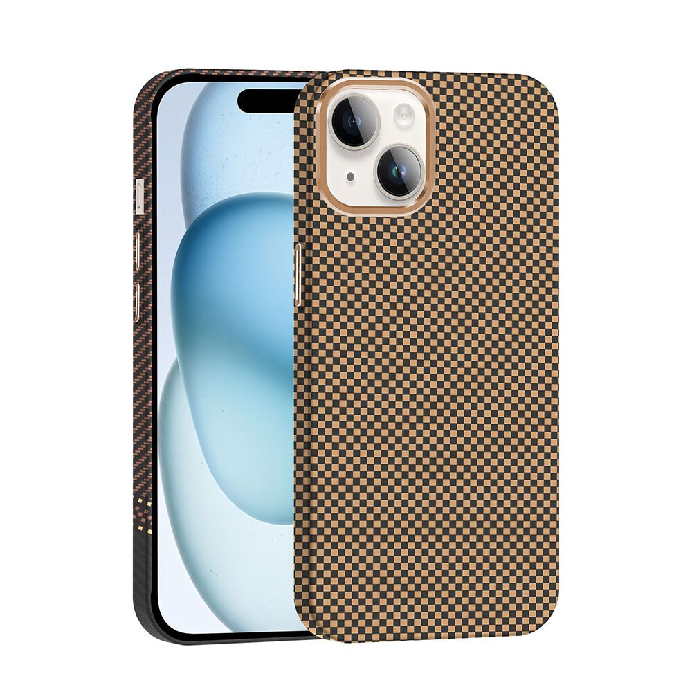 iPhone 13 Kılıf Kablosuz Şarj Özellikli Karbon Fiber Görünümlü Gros Kapak