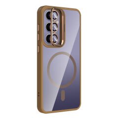 Samsung Galaxy S24 Plus Kılıf Standlı ve Kamera Lens Hediyeli Kablosuz Şarj Özellikli Etro Kapak