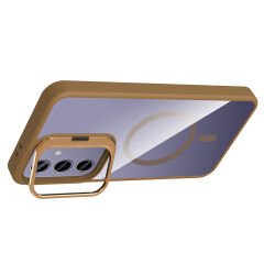 Samsung Galaxy S24 Plus Kılıf Standlı ve Kamera Lens Hediyeli Kablosuz Şarj Özellikli Etro Kapak