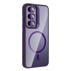 Samsung Galaxy S24 Plus Kılıf Standlı ve Kamera Lens Hediyeli Kablosuz Şarj Özellikli Etro Kapak