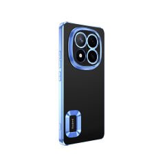 Xiaomi Poco X7 Kılıf Logo Gösteren Parlak Kenarlı Kamera Lens Korumalı Şeffaf Omega Silikon Kapak