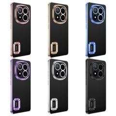 Xiaomi Poco X7 Kılıf Logo Gösteren Parlak Kenarlı Kamera Lens Korumalı Şeffaf Omega Silikon Kapak