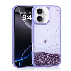 iPhone 16 Kılıf Sıvılı Simli Şeffaf Arka Yüzey Keto Silikon Kapak