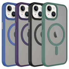 iPhone 15 Plus Kılıf Mat Arka Yüzey Wireless Şarj Özellikli Flet Magsafe Kapak