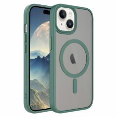 iPhone 15 Plus Kılıf Mat Arka Yüzey Wireless Şarj Özellikli Flet Magsafe Kapak