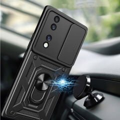 Honor 70 Kılıf Magnetik Standlı Kamera Korumalı Sürgülü Vega Kapak