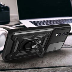 Honor 70 Kılıf Magnetik Standlı Kamera Korumalı Sürgülü Vega Kapak