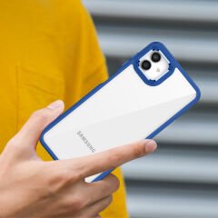Samsung Galaxy A04E Kılıf Kamera Çıkıntılı Arkası Şeffaf Köşeleri Parlak Renkli Işlemeli Flora Kapak