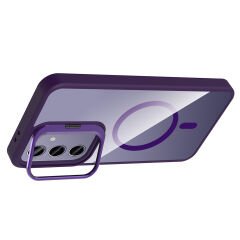 Samsung Galaxy S25 Plus Kılıf Standlı ve Kamera Lens Hediyeli Kablosuz Şarj Özellikli Etro Kapak