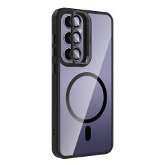 Samsung Galaxy S25 Plus Kılıf Standlı ve Kamera Lens Hediyeli Kablosuz Şarj Özellikli Etro Kapak