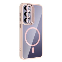 Samsung Galaxy S25 Plus Kılıf Standlı ve Kamera Lens Hediyeli Kablosuz Şarj Özellikli Etro Kapak