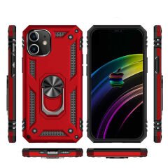 iPhone 12 Mini Kılıf Vega Tank Sert Yüzüklü Standlı Zırh Koruma Kapak