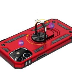 iPhone 12 Mini Kılıf Vega Tank Sert Yüzüklü Standlı Zırh Koruma Kapak