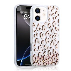 iPhone 11 Kılıf Sıvılı Simli Baskılı Şeffaf Arka Yüzey Mossa Silikon Kapak