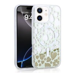 iPhone 11 Kılıf Sıvılı Simli Baskılı Şeffaf Arka Yüzey Mossa Silikon Kapak