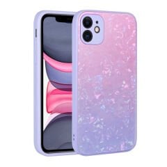 iPhone 11 Kılıf Renk Geçişli Mermer Desenli Sert Silikon Granit Kapak