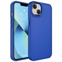 iPhone 14 Kılıf Metal Çerçeve ve Buton Tasarımlı Sert Botox Kapak