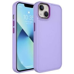 iPhone 14 Kılıf Metal Çerçeve ve Buton Tasarımlı Sert Botox Kapak