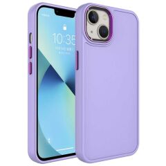 iPhone 14 Kılıf Metal Çerçeve ve Buton Tasarımlı Sert Botox Kapak