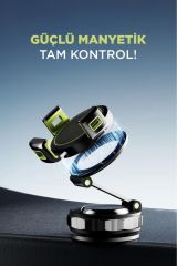 Ultra Güçlü Mıknatıslı Magsafe Uyumlu Çift Fonksiyonlu Akrobat Katlanır Araç İçi Telefon Tutucu Ayna-Cam-Düz Zeminler İçin